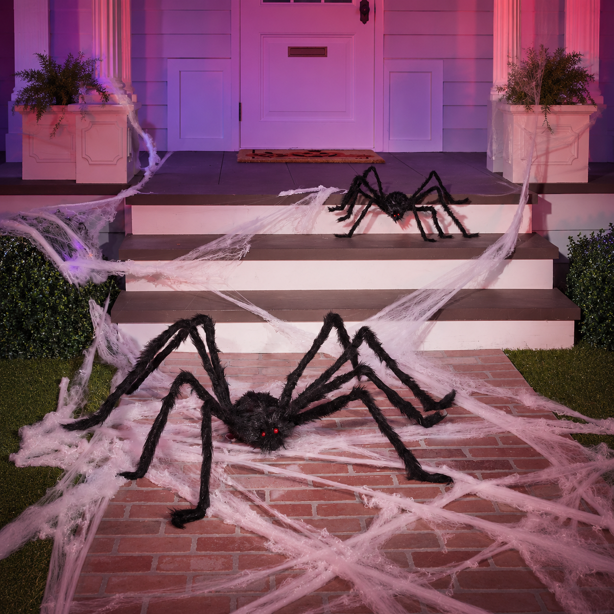 Simulated plush spider - Halloween decoration prop prank at party