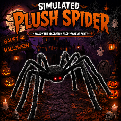 Simulated plush spider - Halloween decoration prop prank at party