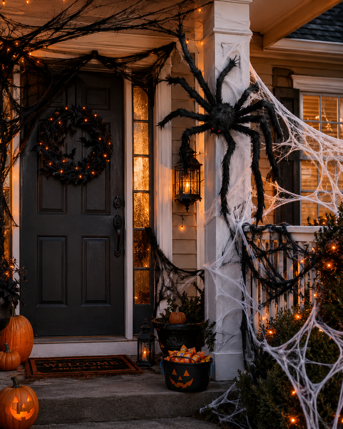 Simulated plush spider - Halloween decoration prop prank at party